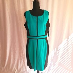 New York & Co black and teal sleeveless dress 12
